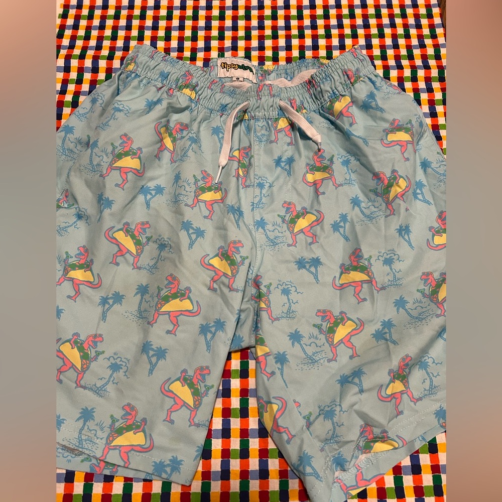 Tipsy Elves men’s Tropical Flamingo swim trunks  - Light Blue L